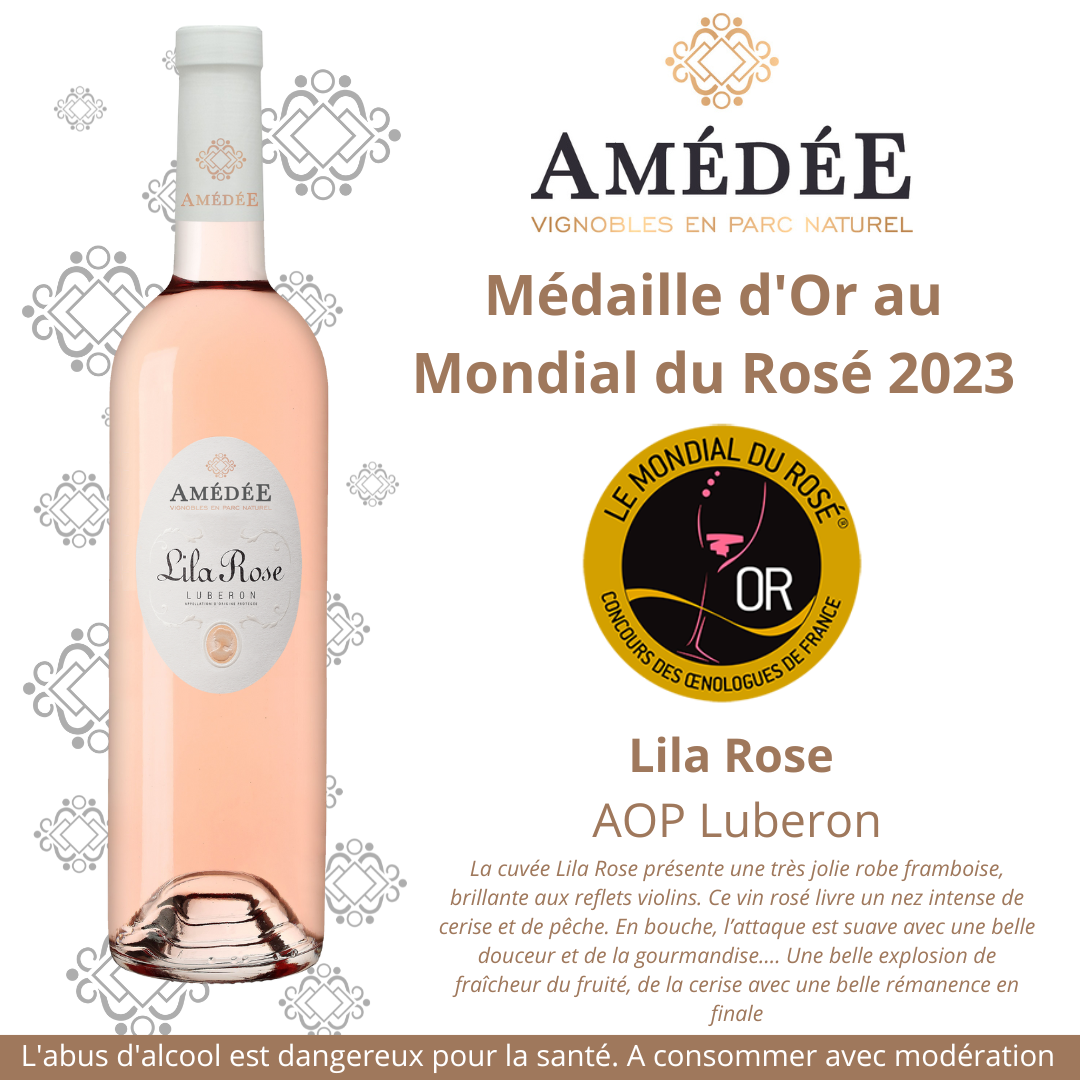 lila rose Amédée médaille d'Or Mondial du Rosé